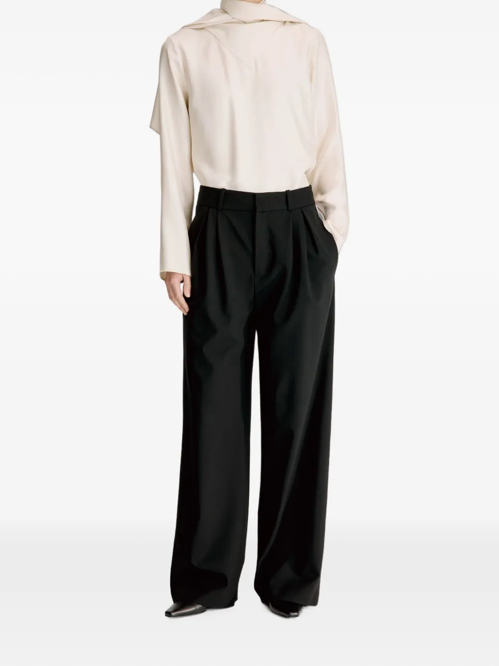 LouLou de Saison Nat geplooide Grain de Poudre broek Zwart