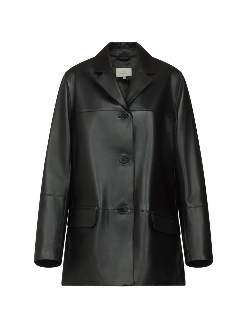 LouLou de Saison Lederjacke mit fallendem Revers - Schwarz