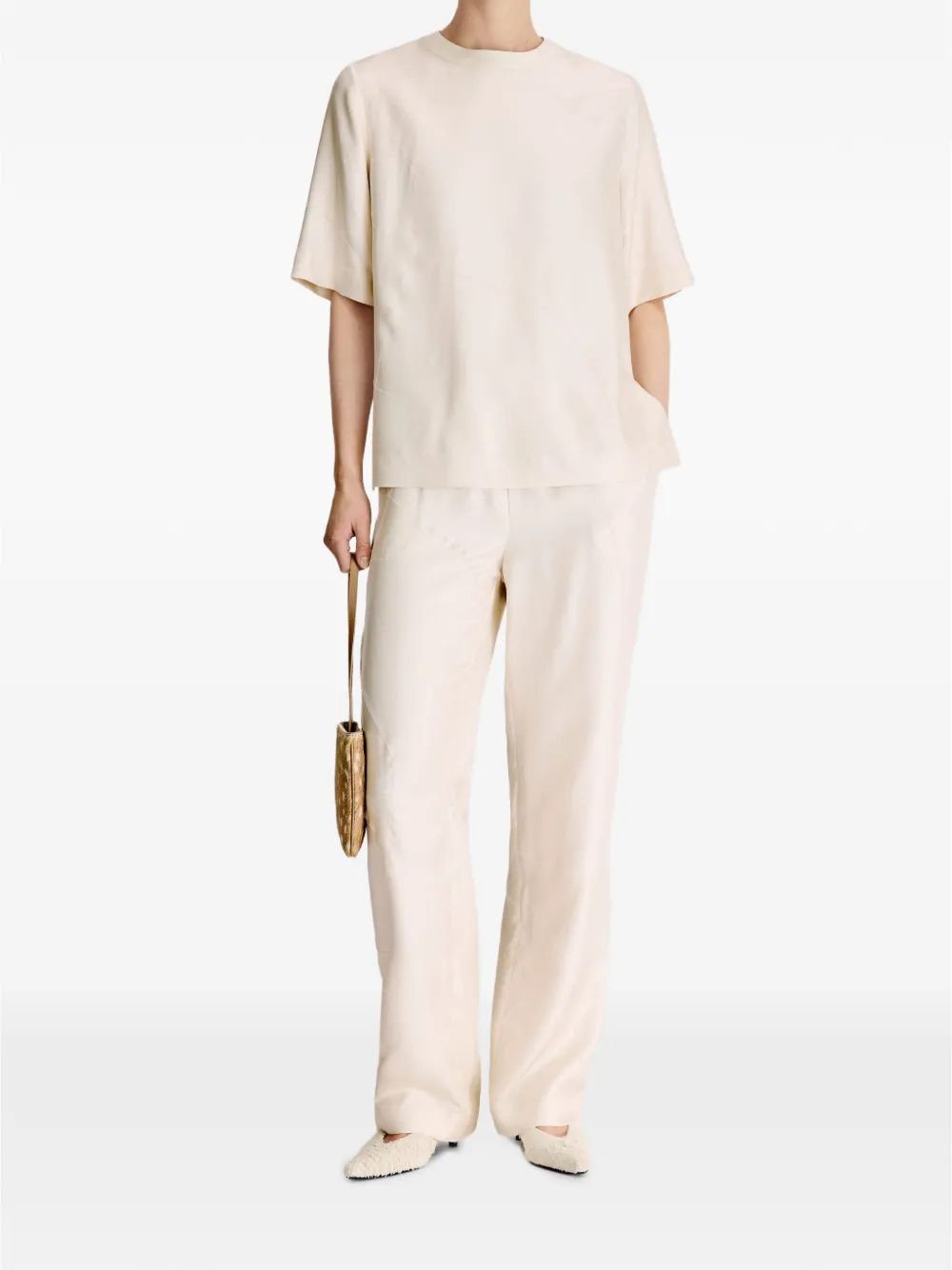 LouLou de Saison Remo blouse met korte mouwen Beige