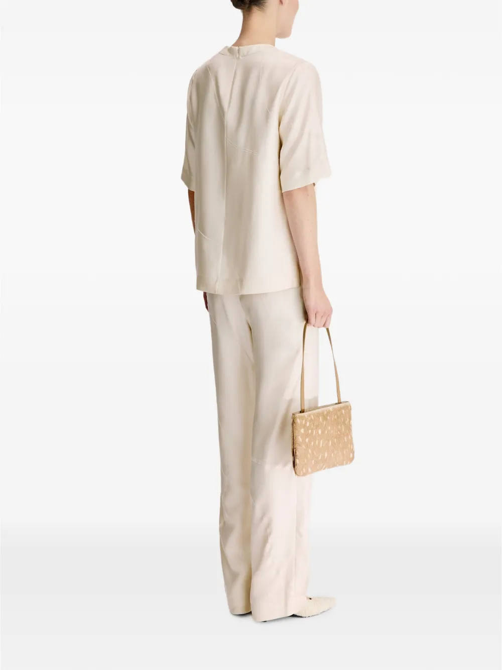 LouLou de Saison Remo blouse met korte mouwen Beige