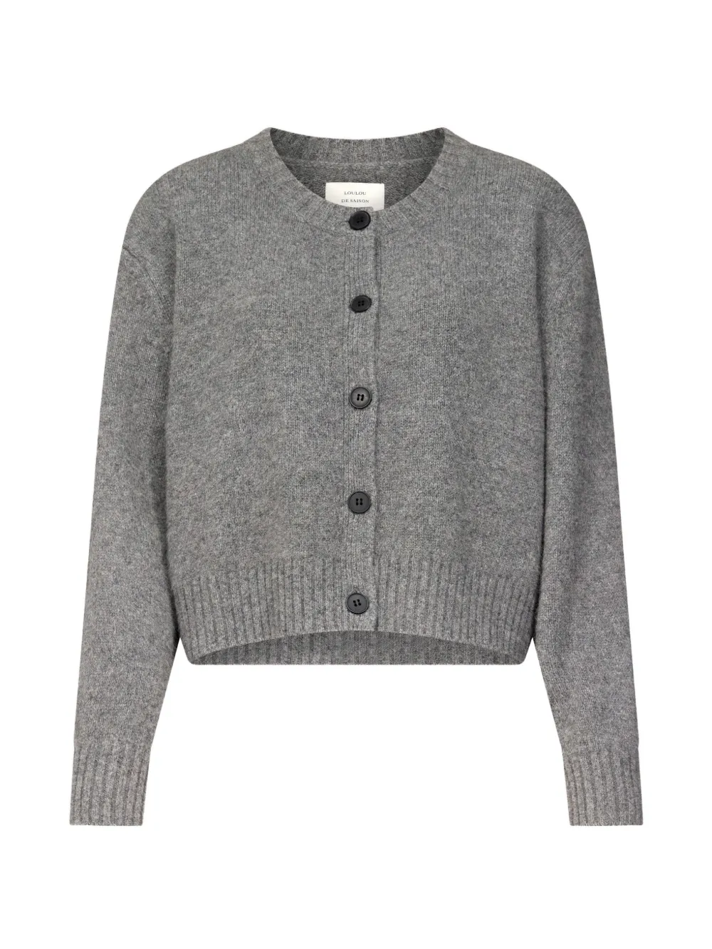 LouLou de Saison Gerippter Remus Cropped-Cardigan - Grau