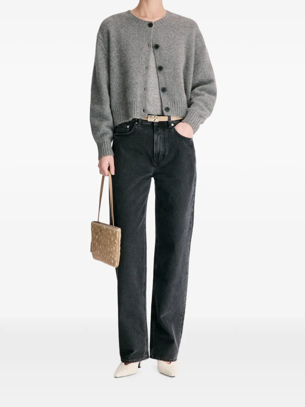 LouLou de Saison Remus ribgebreid cropped vest Grijs