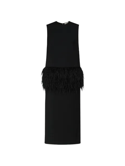 LouLou de Saison Sonia feather-trim midi dress