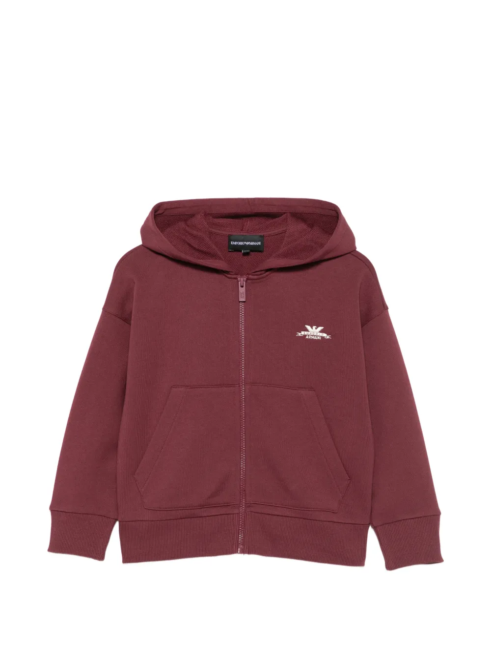 Emporio Armani Kids logo-embroidered zip-up hoodie - Rosso