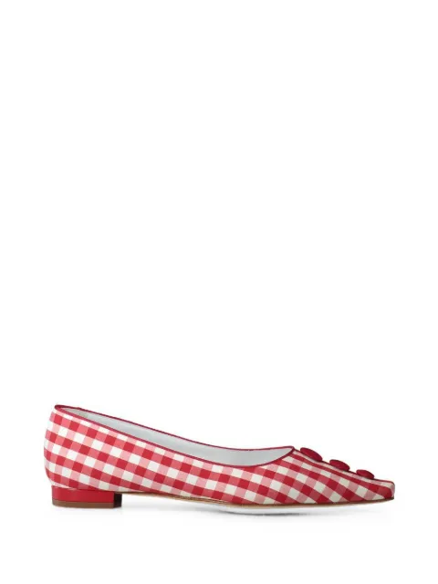Manolo Blahnik Alexa gingham button-detail ballet flats