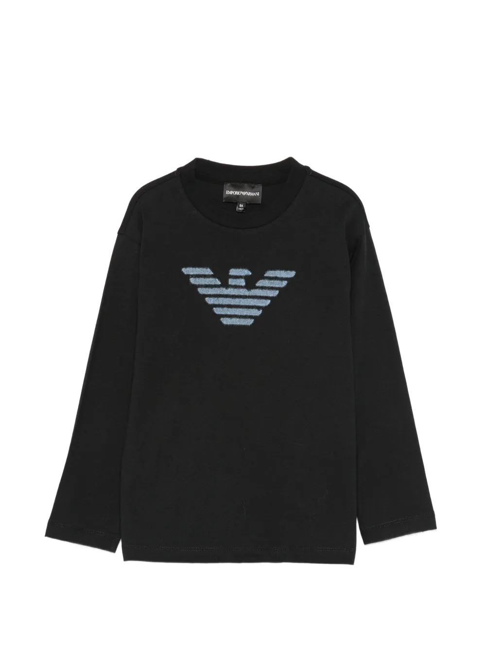 Emporio Armani Kids logo-patch long-sleeve T-shirt - Blu