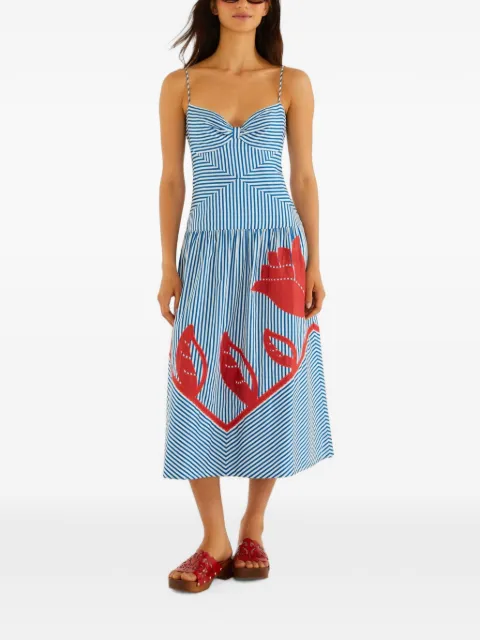 FARM Rio stripe-print appliqué dress
