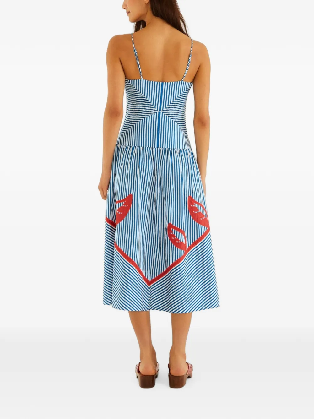 FARM Rio Jurk met streepprint en applicatie Blauw