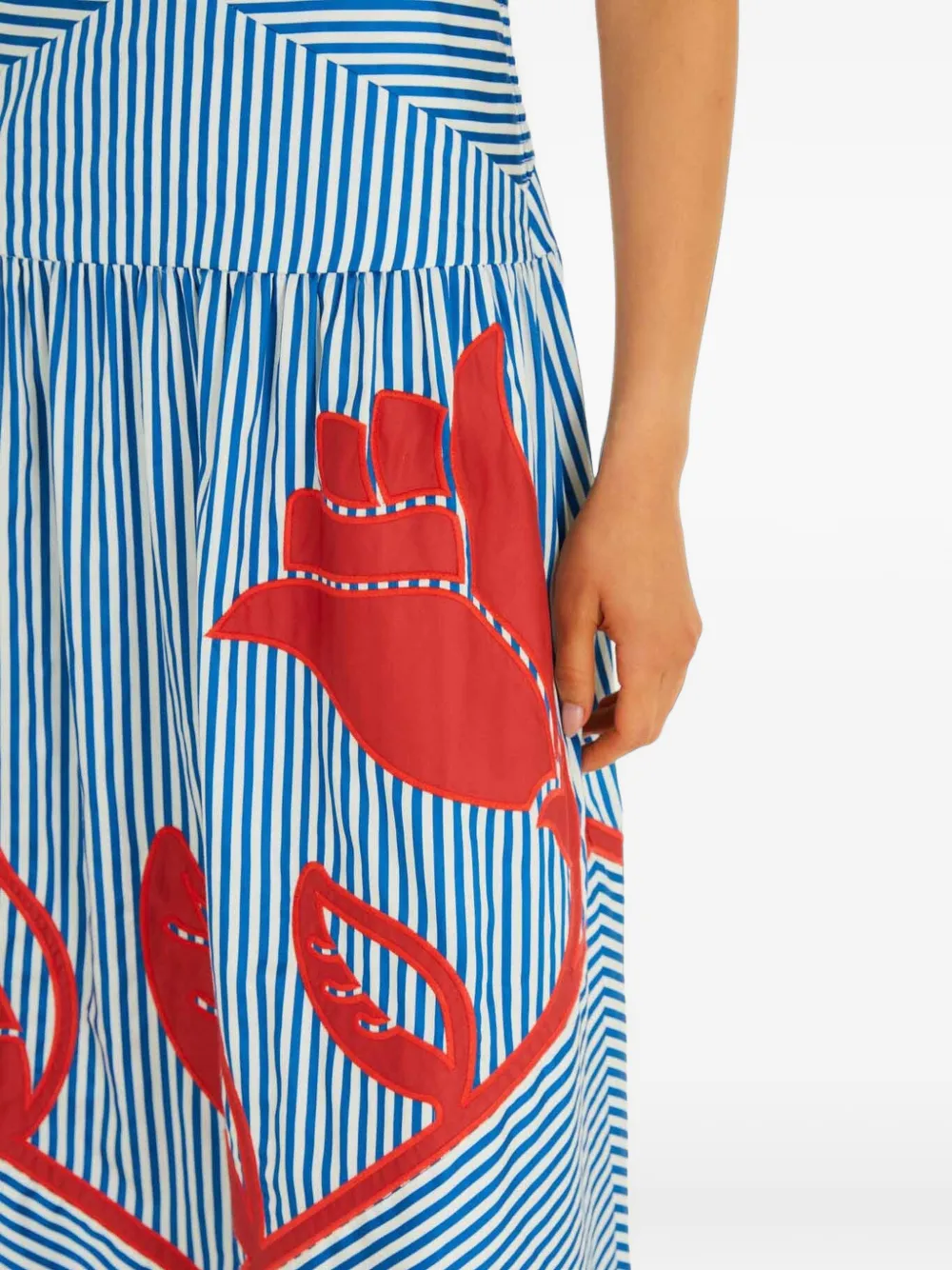 FARM Rio Jurk met streepprint en applicatie Blauw