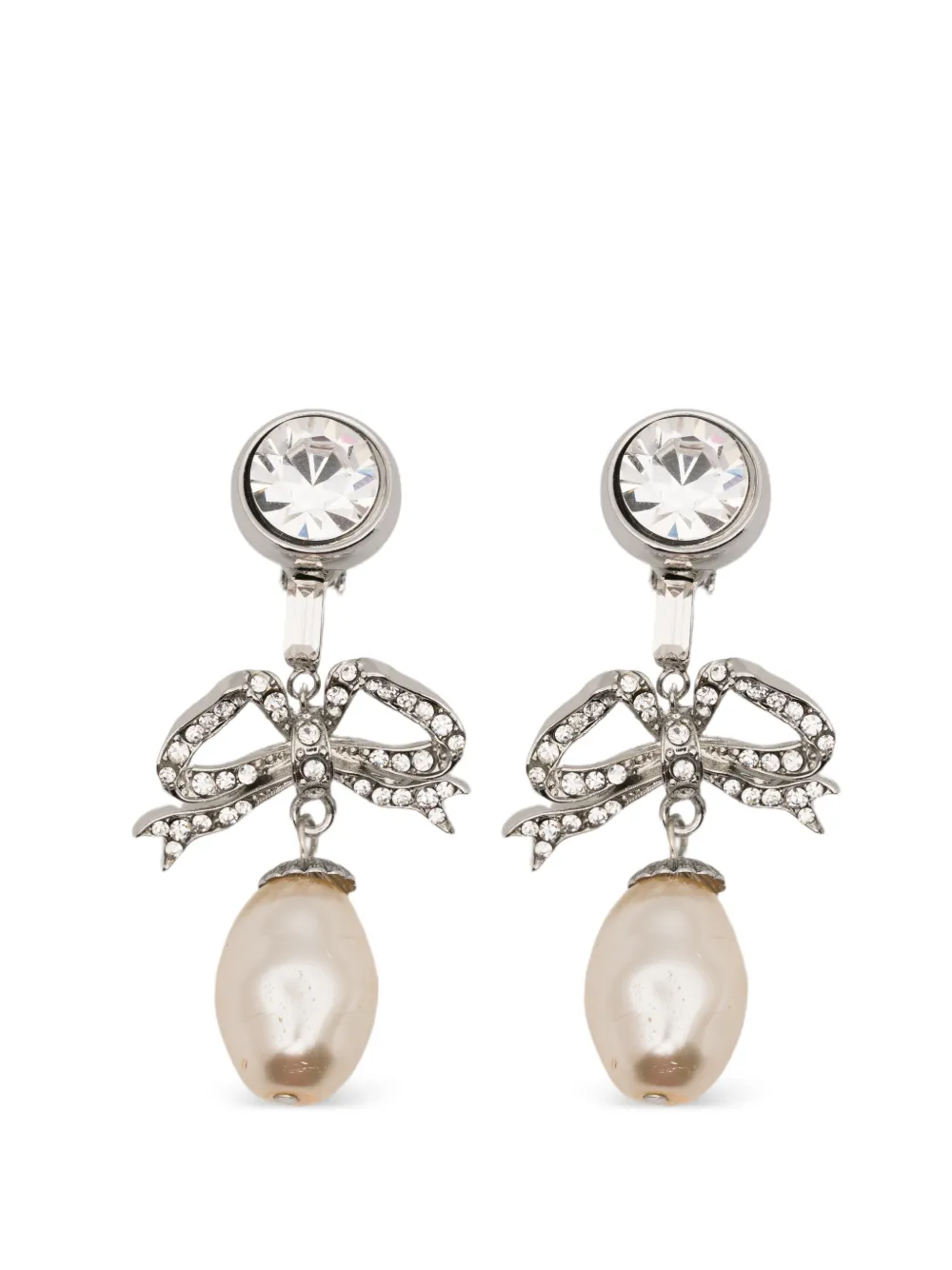 Nº21 boucles d’oreilles à détail de nœud et perles artificielles - Argent