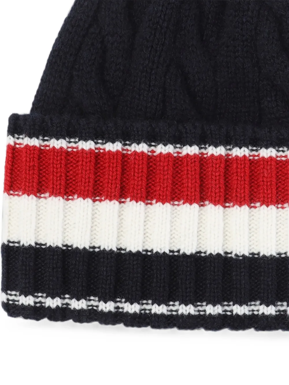 Thom Browne Kabelgebreide muts met streep Blauw