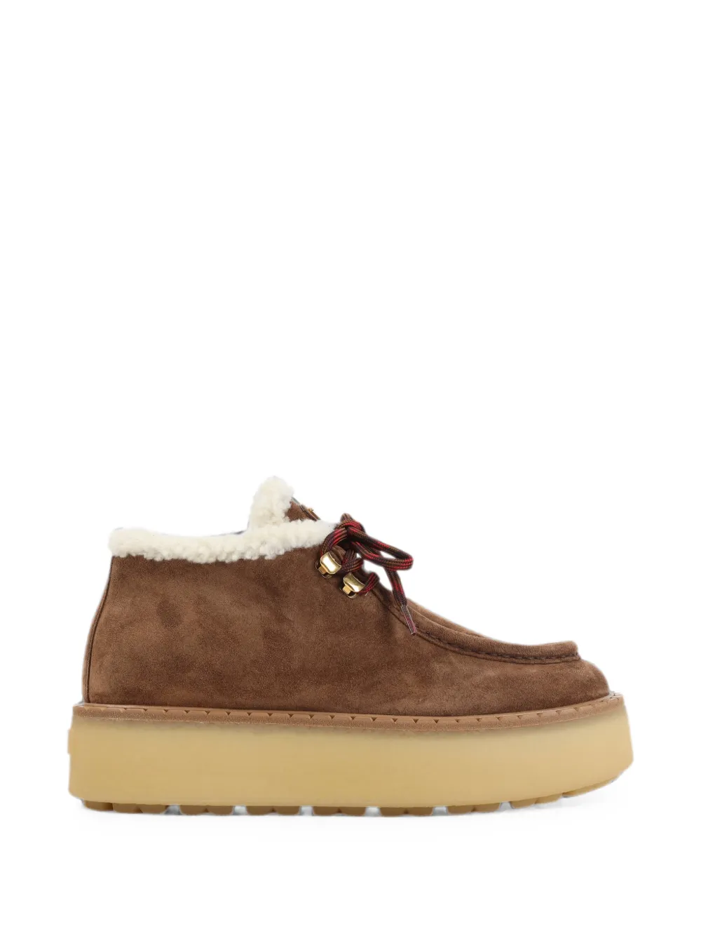 Prada shearling-trim platform lace-up shoes Bruin