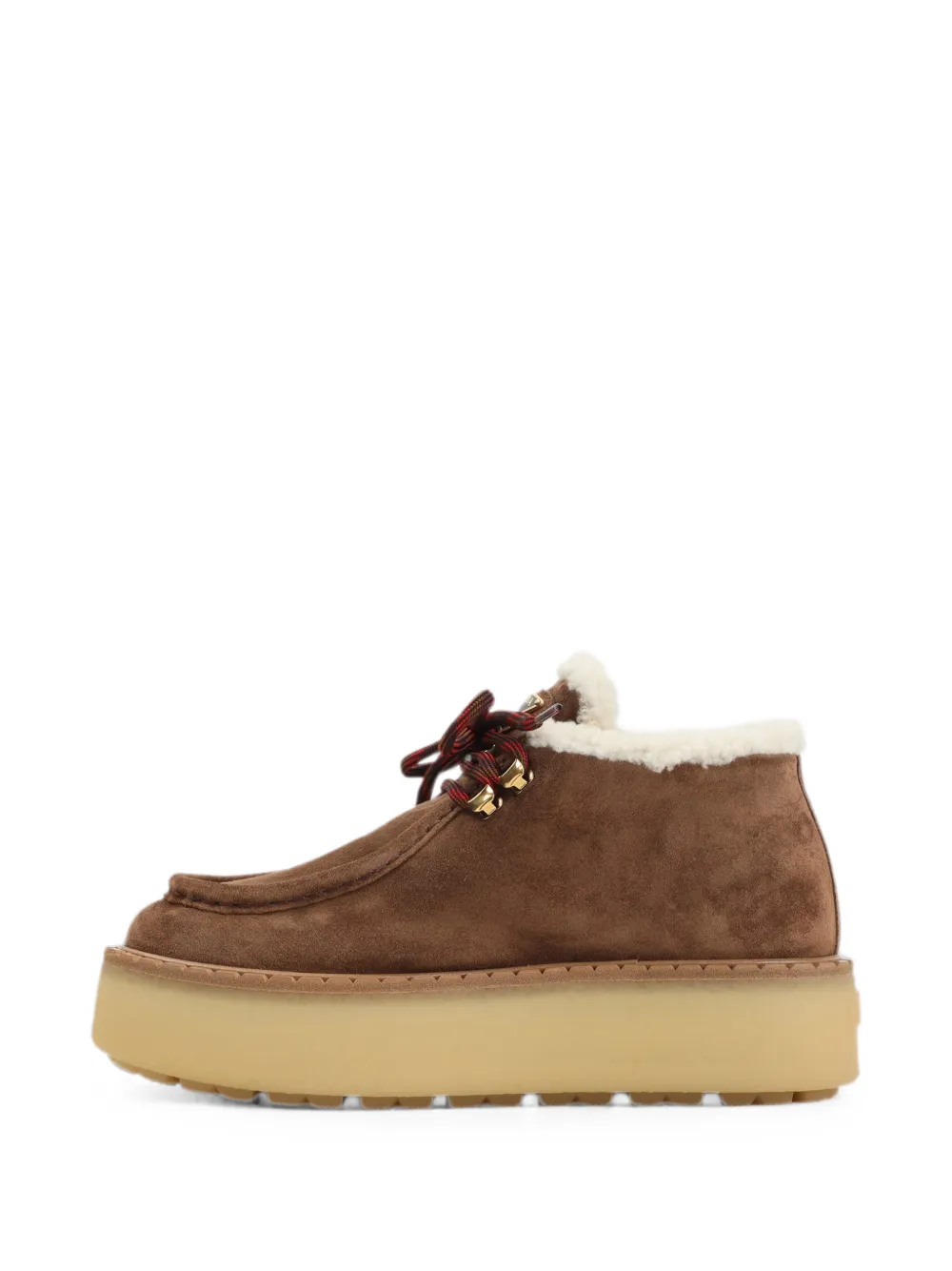 Prada shearling-trim platform lace-up shoes Bruin