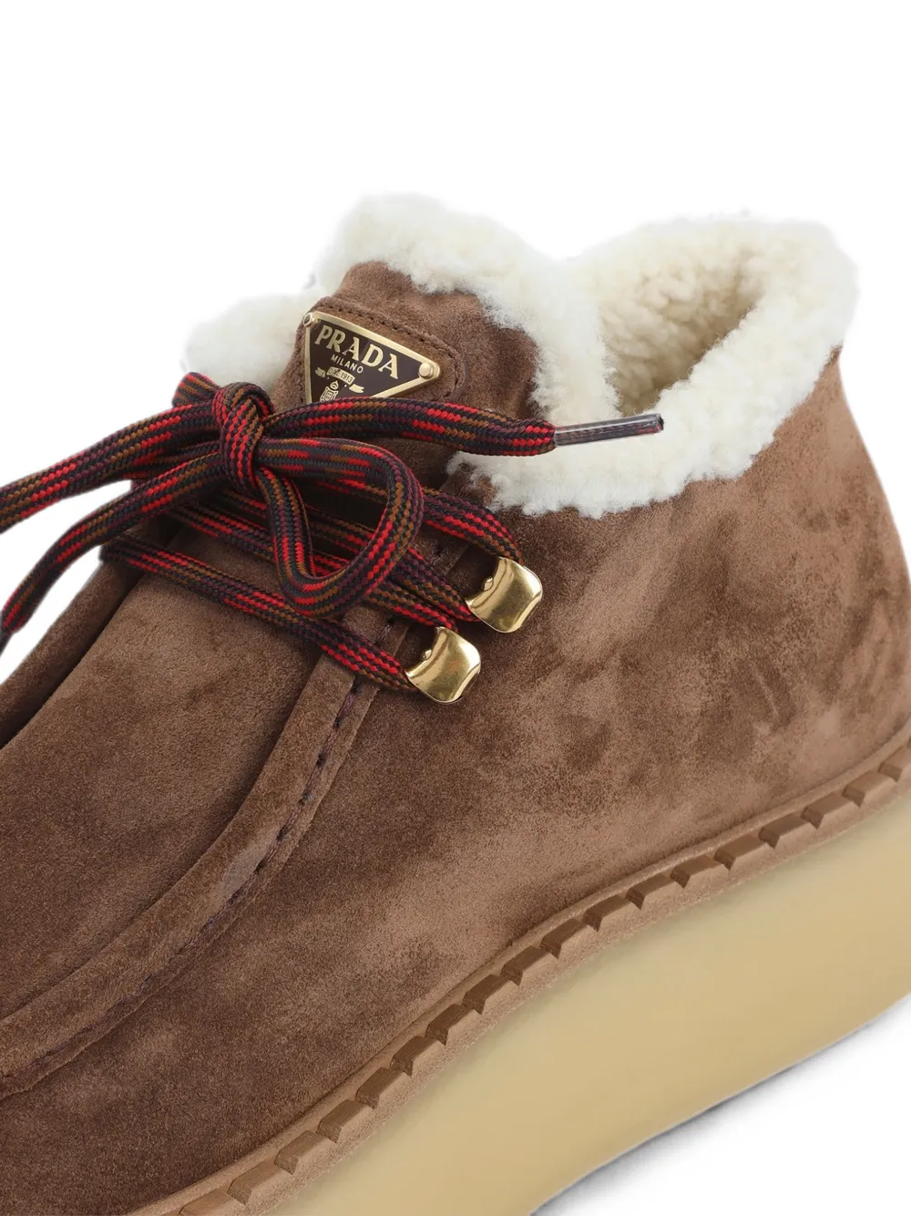 Prada shearling-trim platform lace-up shoes Bruin