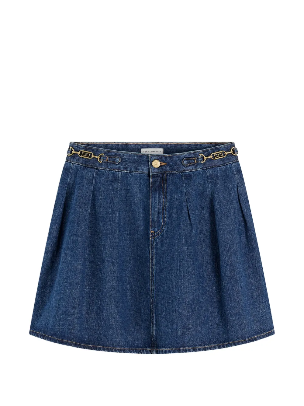 Tommy Hilfiger pleated logo-plaque mini skirt - Blu