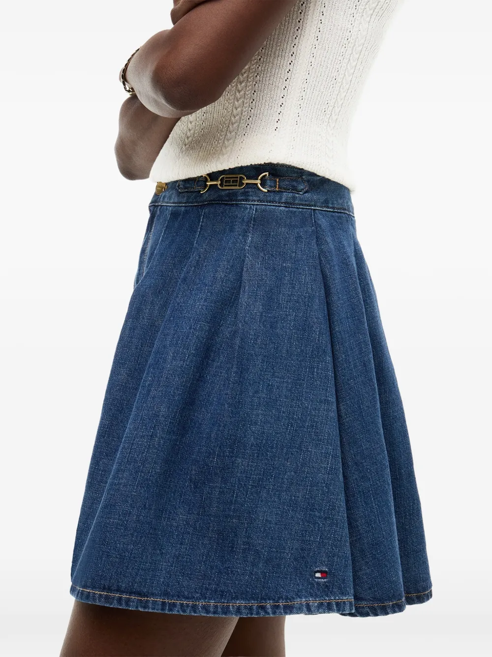 Tommy Hilfiger Plooirok met logoplakkaat Blauw