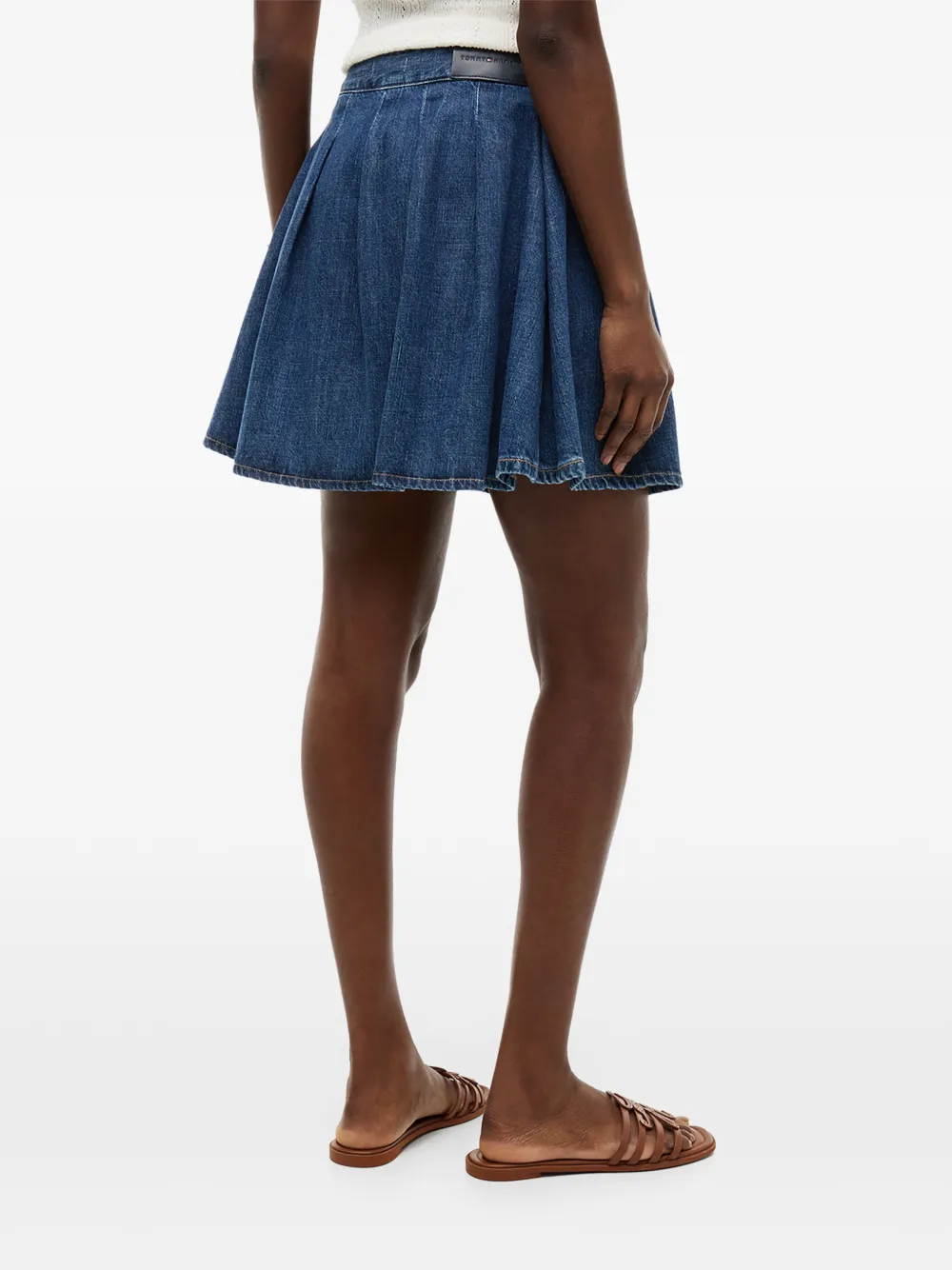 Tommy Hilfiger Plooirok met logoplakkaat Blauw