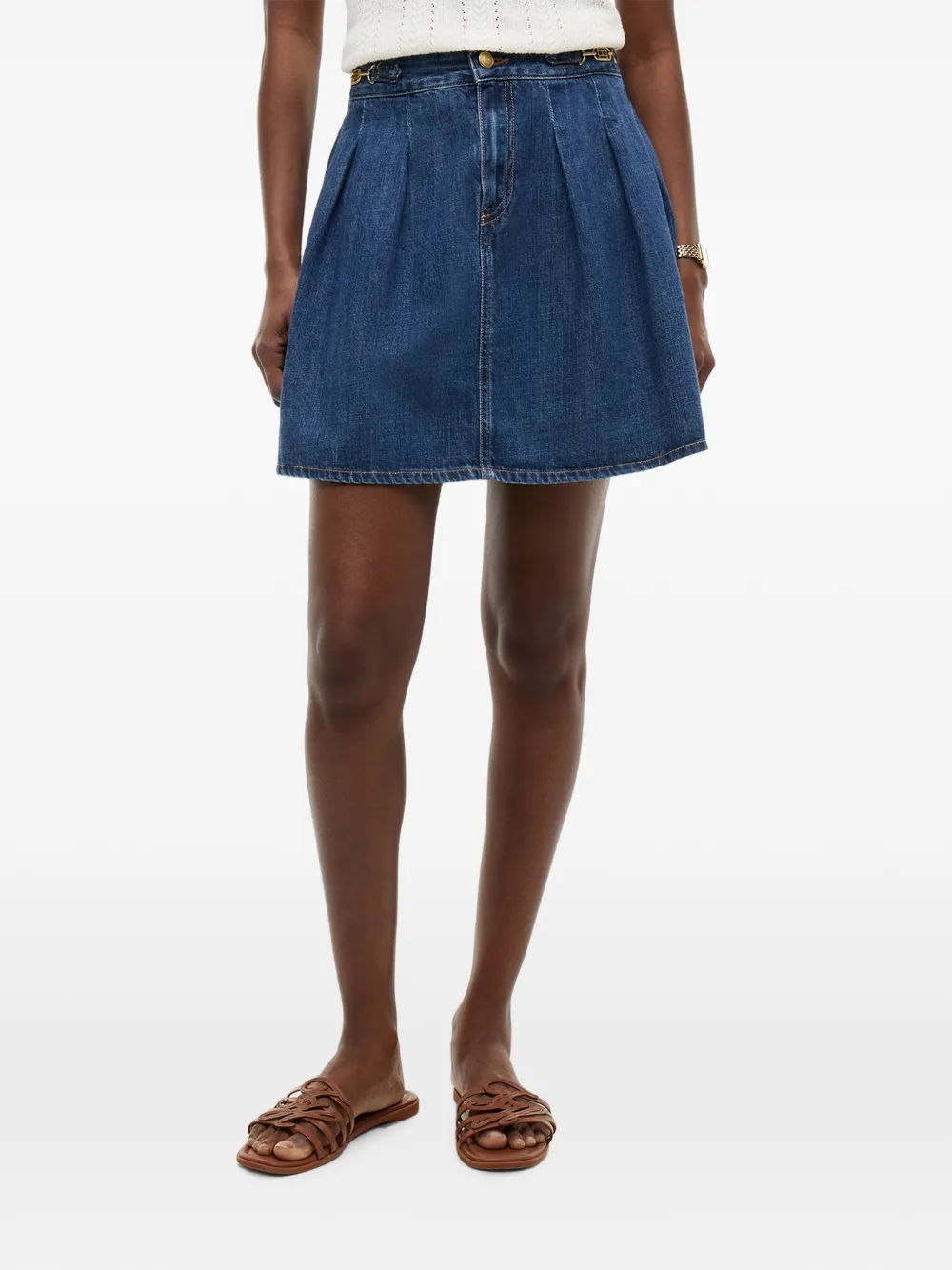 Tommy Hilfiger Plooirok met logoplakkaat Blauw