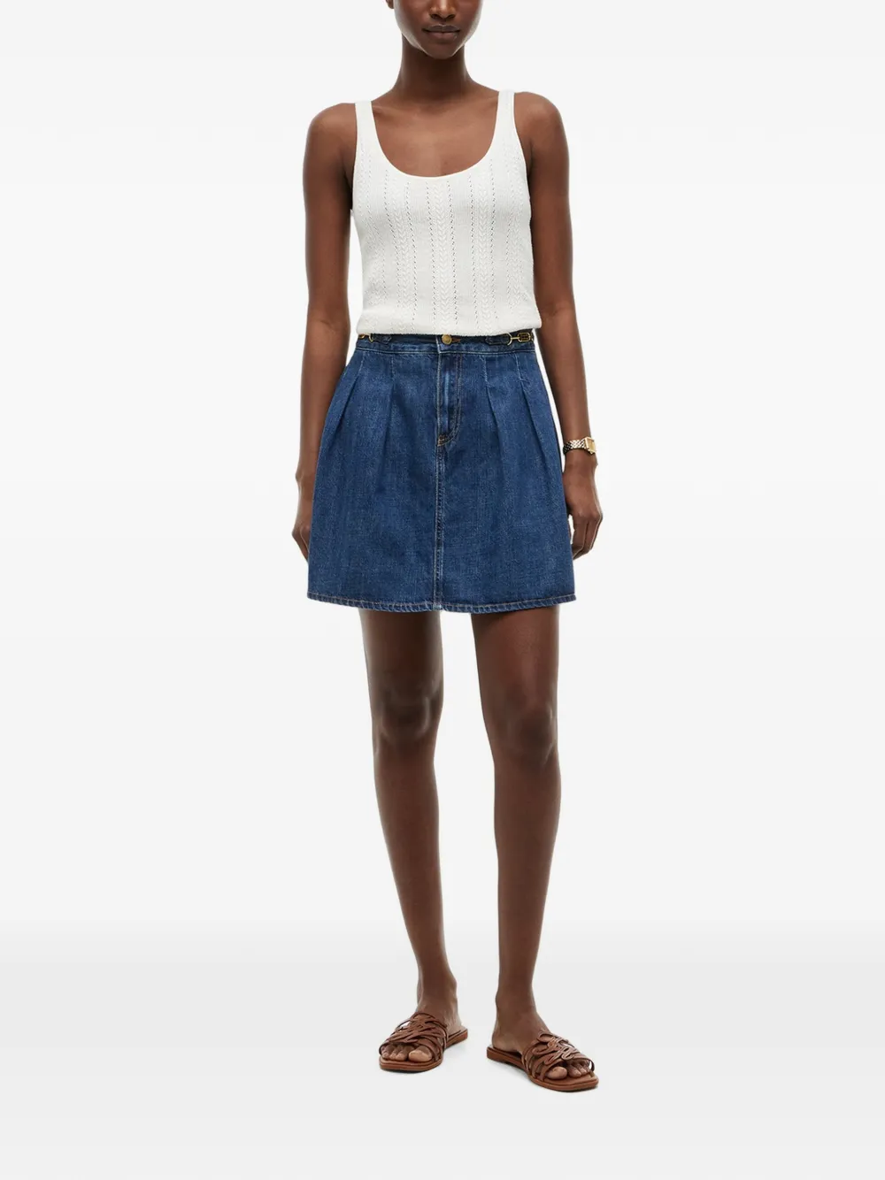 Tommy Hilfiger Plooirok met logoplakkaat Blauw