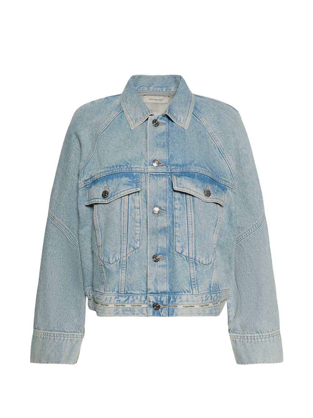 Calvin Klein acid-wash buttoned denim jacket - Blau