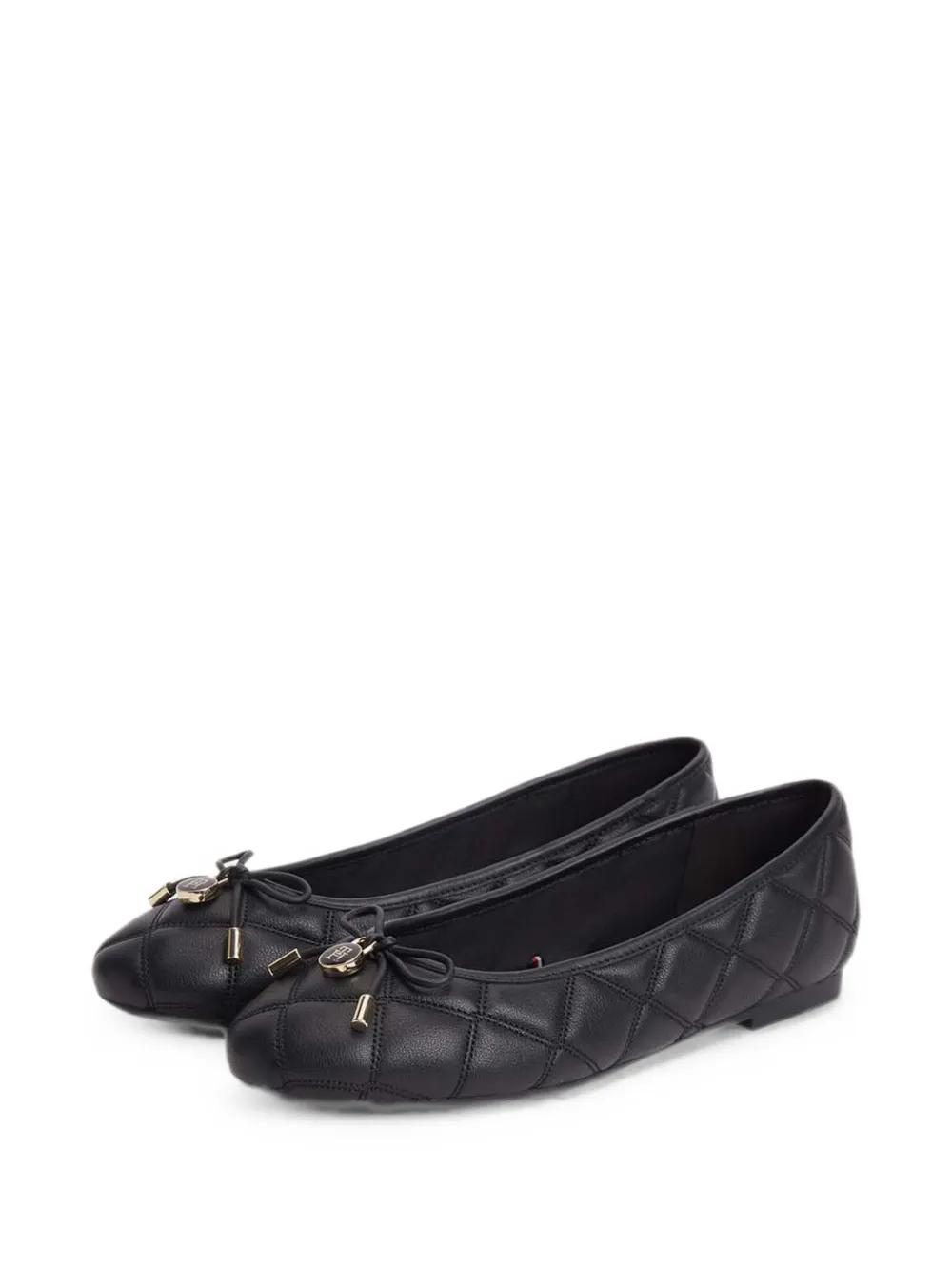 Tommy Hilfiger quilted logo-plaque ballet flats Zwart