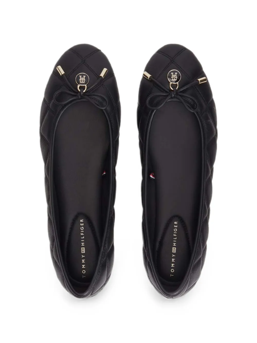 Tommy Hilfiger quilted logo-plaque ballet flats Zwart