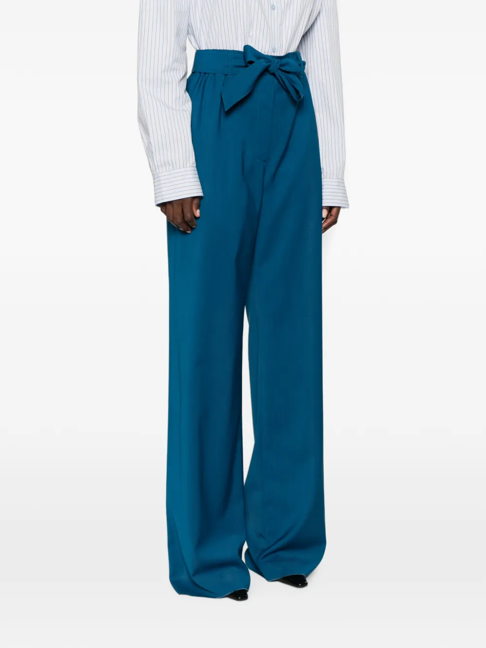 Max Mara Broek met wijde pijpen Blauw
