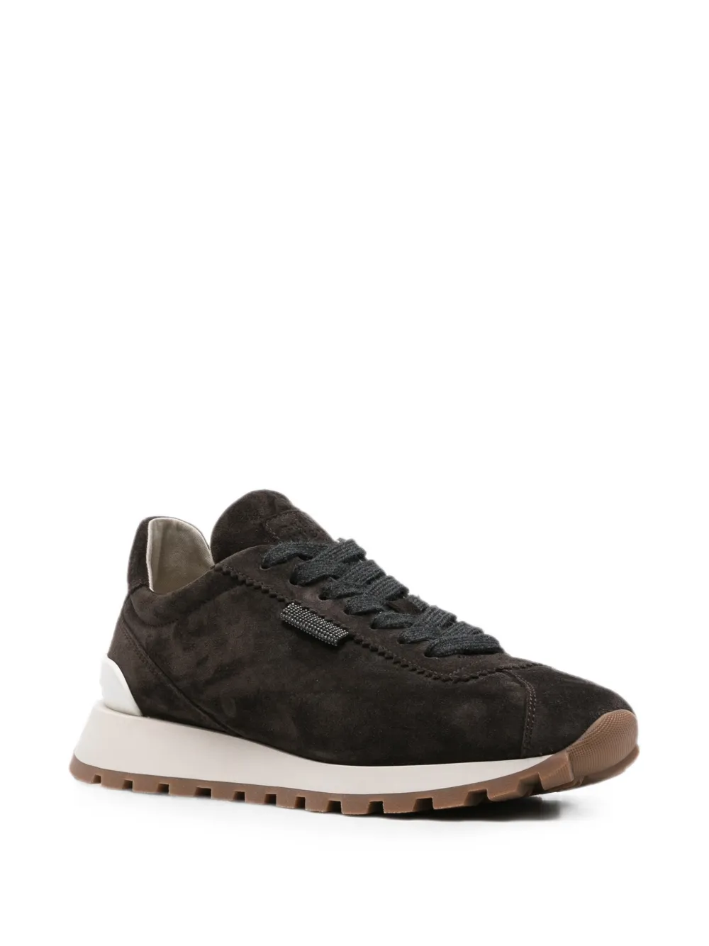 Brunello Cucinelli Monili-detail suede sneakers Bruin