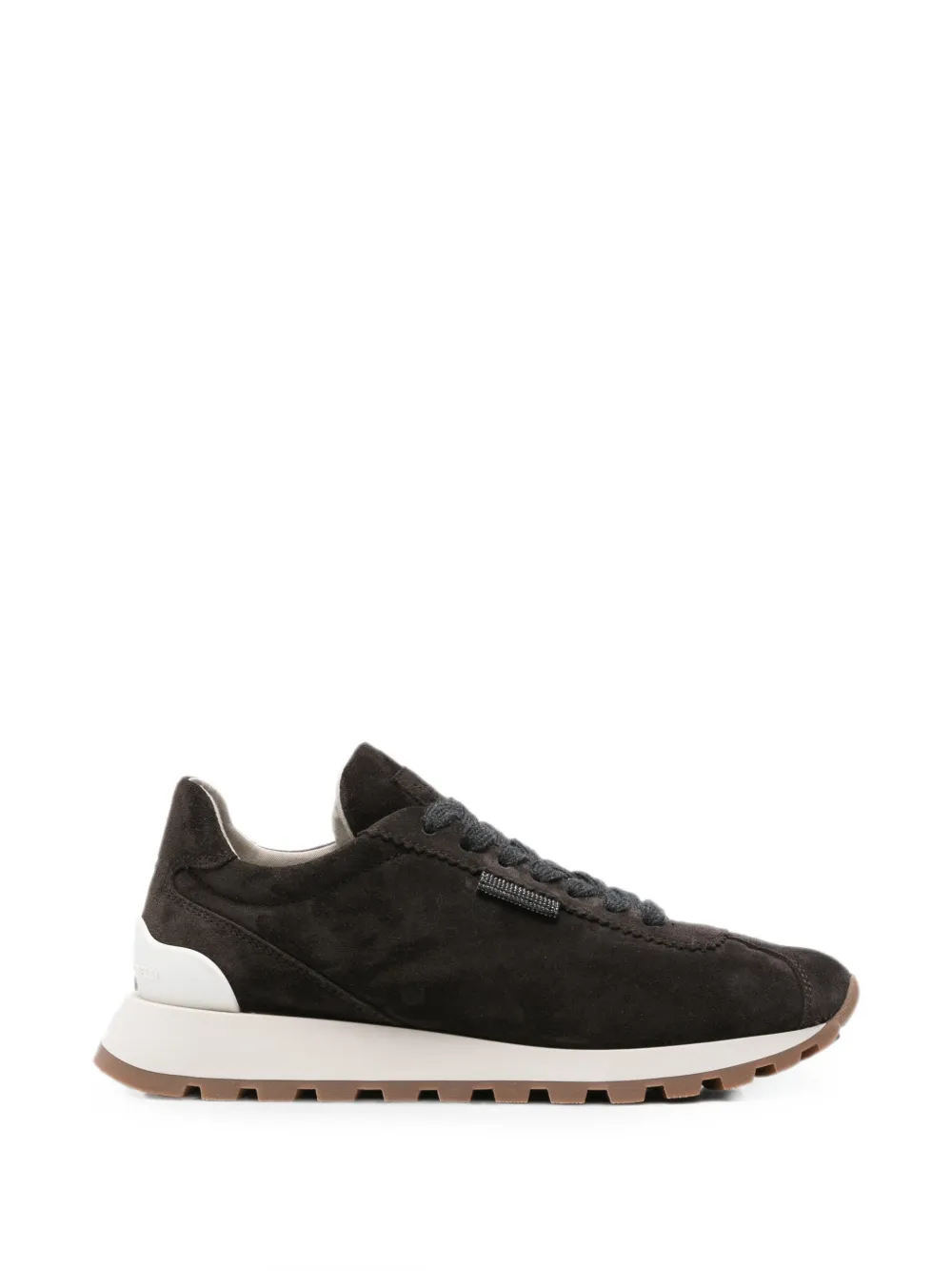 Brunello Cucinelli Monili-detail suede sneakers - Braun