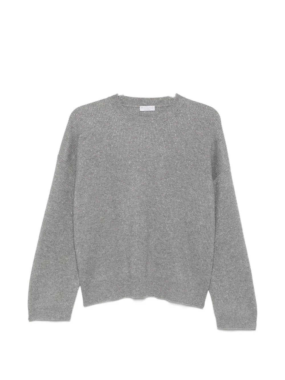 Brunello Cucinelli ribbed-knit metallic-thread sweater - Grau