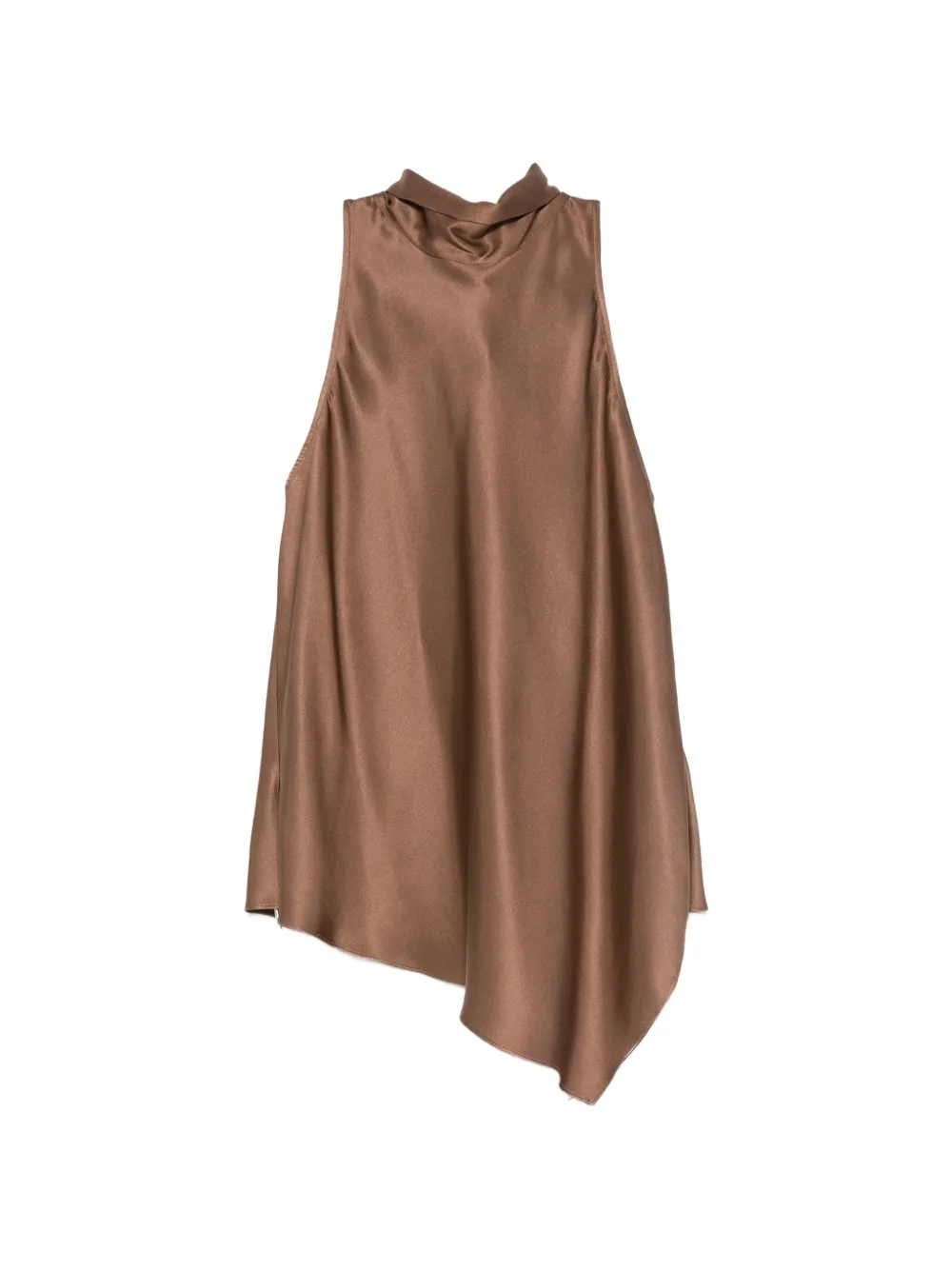 Brunello Cucinelli asymmetric tie-neck top - Marrone