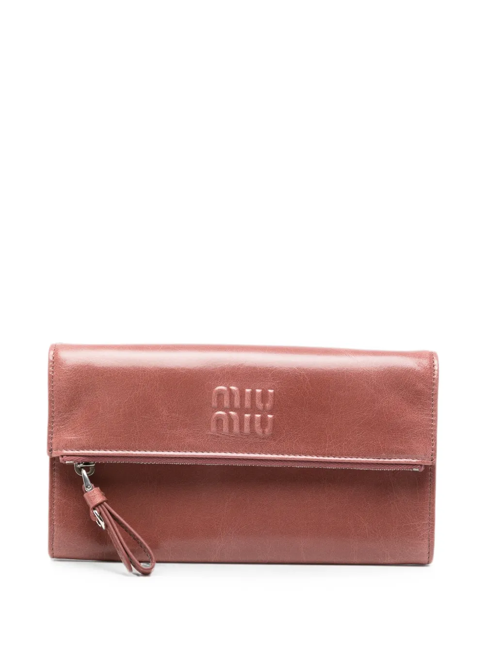 Miu Miu logo-detail leather clutch bag - Rosa