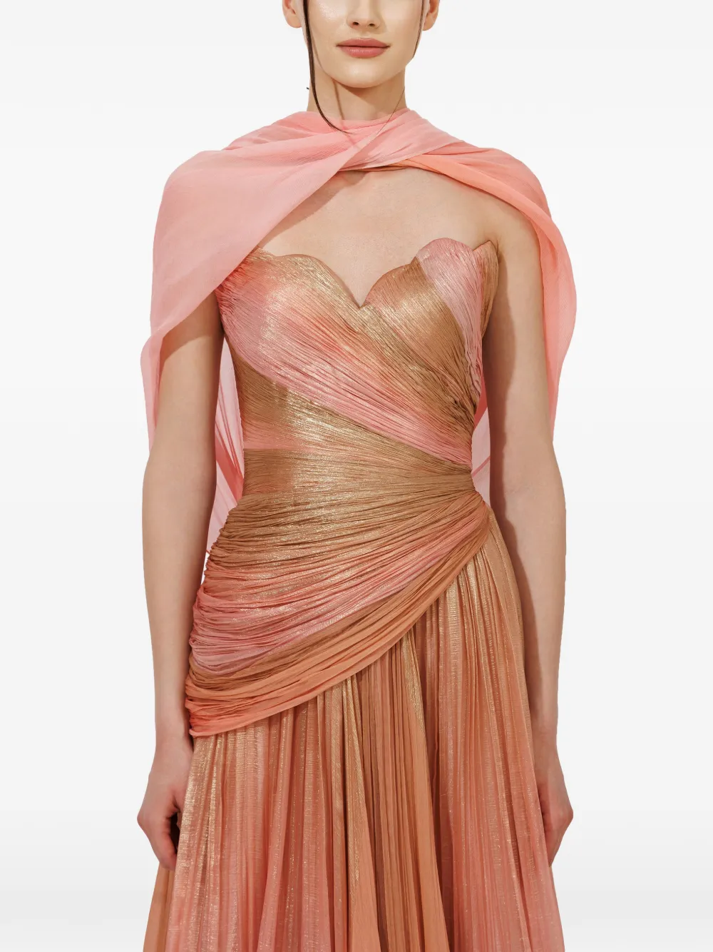 Iris Serban Melissa gedrapeerde maxi-jurk met ombré-print Roze