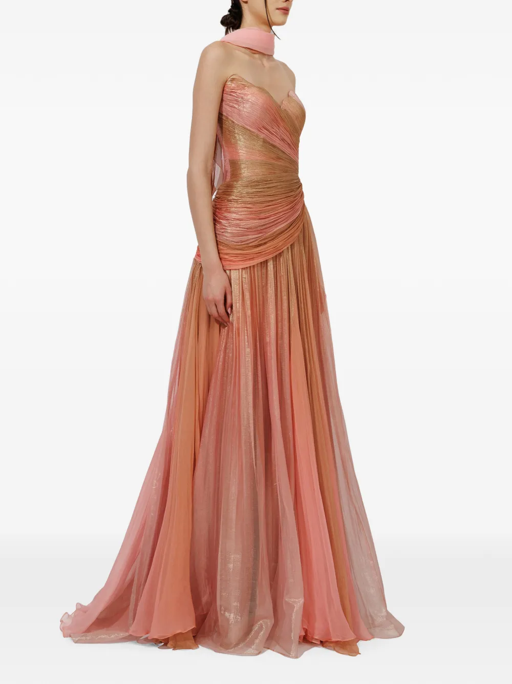Iris Serban Melissa gedrapeerde maxi-jurk met ombré-print Roze