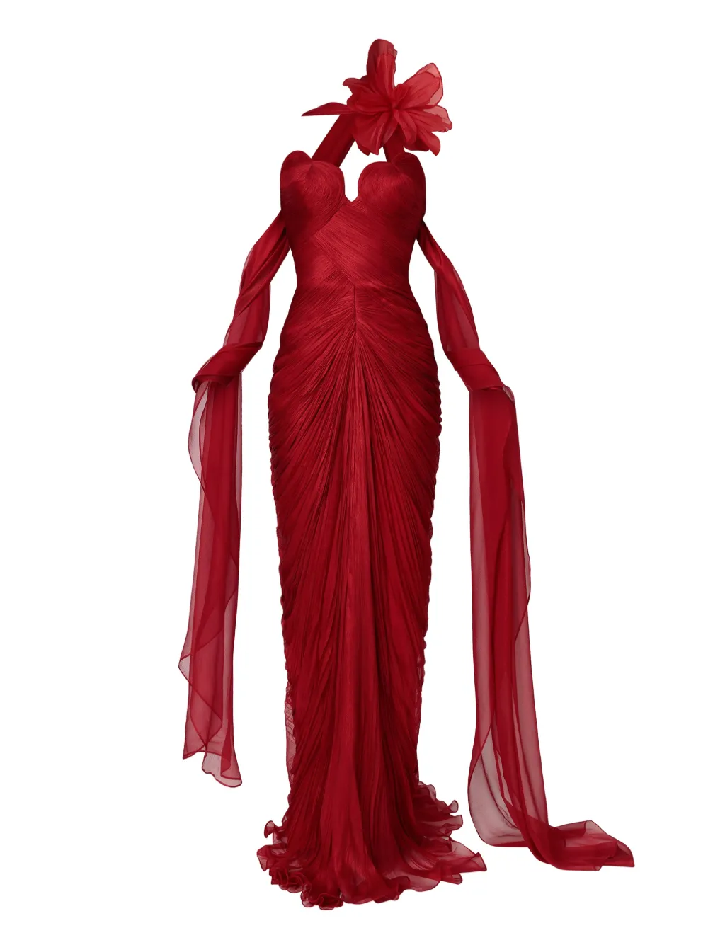 Iris Serban ruched floral-detail maxi dress - Rosso