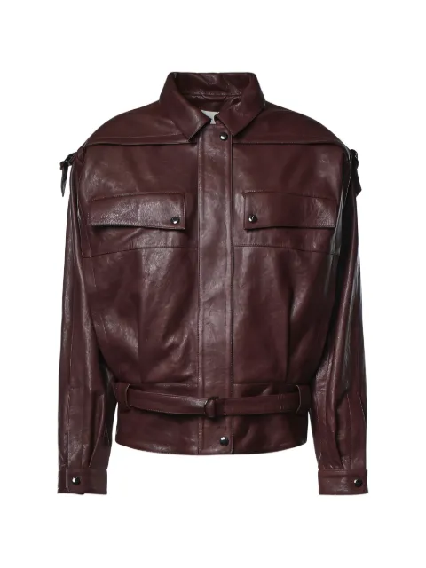Magda Butrym belted panelled leather jacket