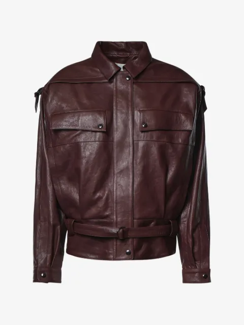 Magda Butrym belted panelled leather jacket