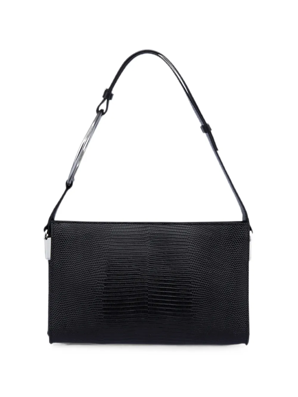 DONDUP lizard-effect ring-detail clutch bag - Nero