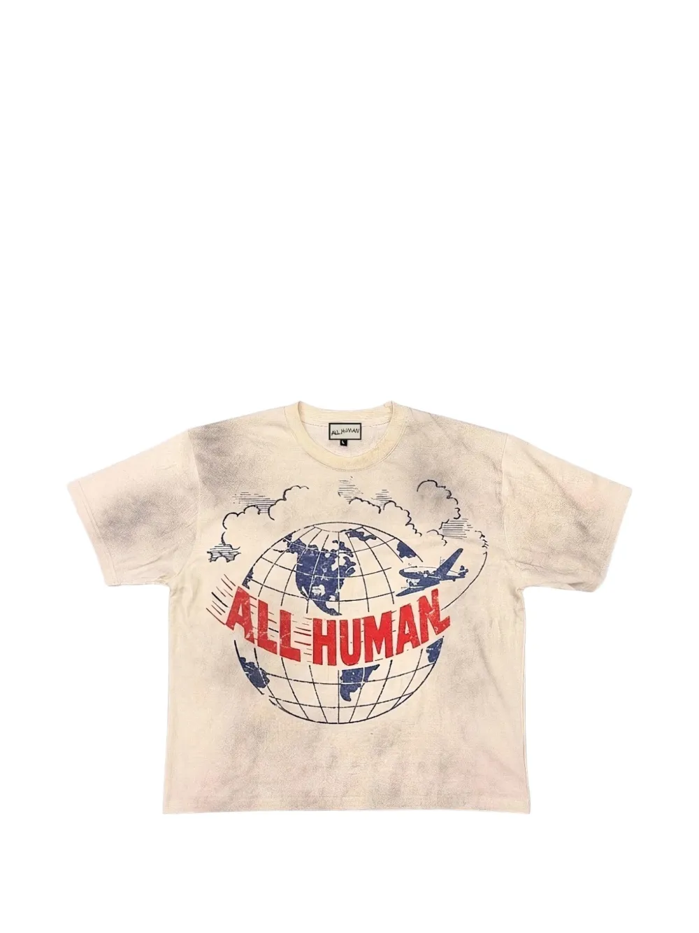 ALL HUMAN graphic-print washed T-shirt - Toni neutri