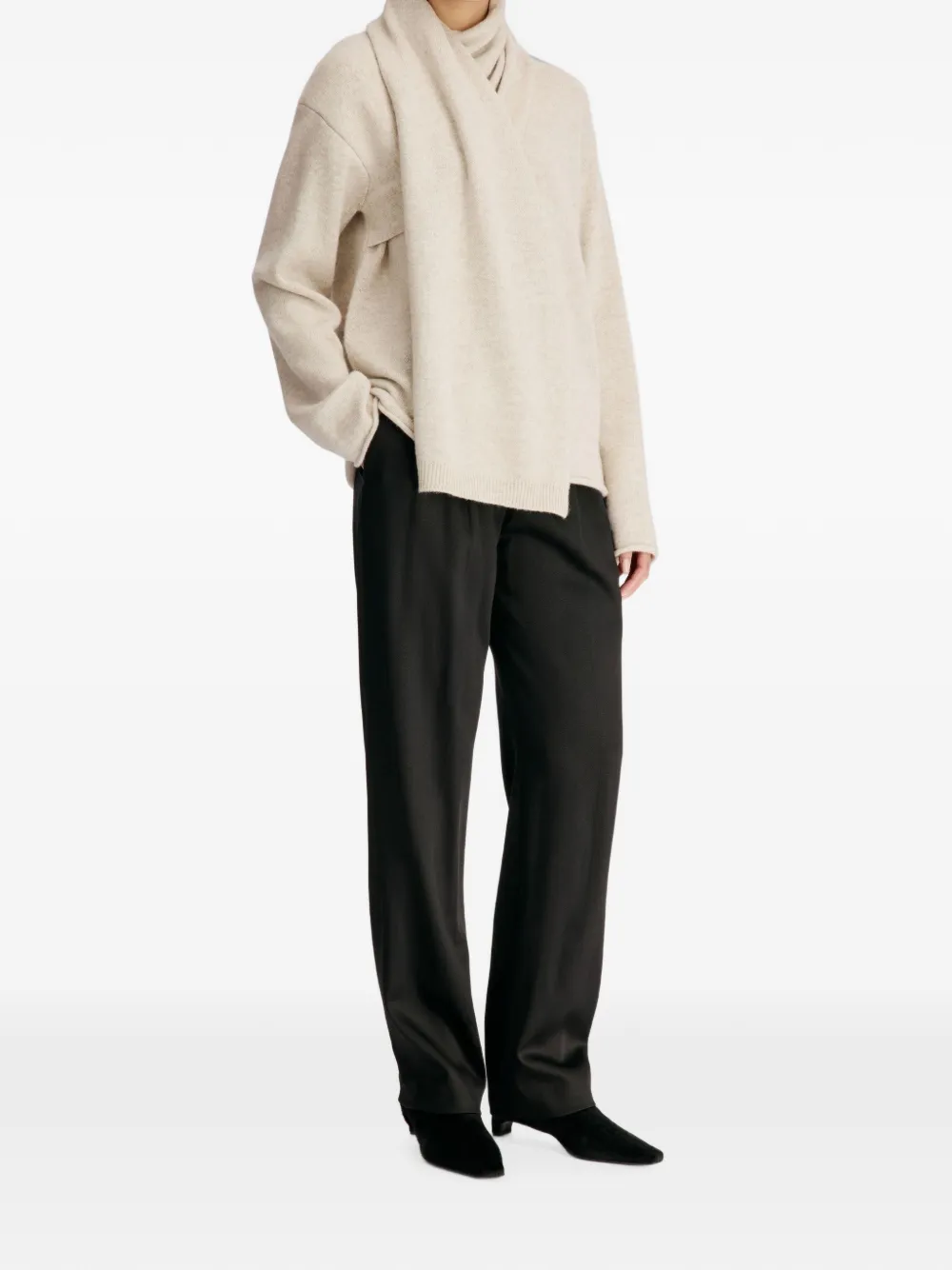 LouLou de Saison Frances kasjmier trui met sjaaldetail Beige