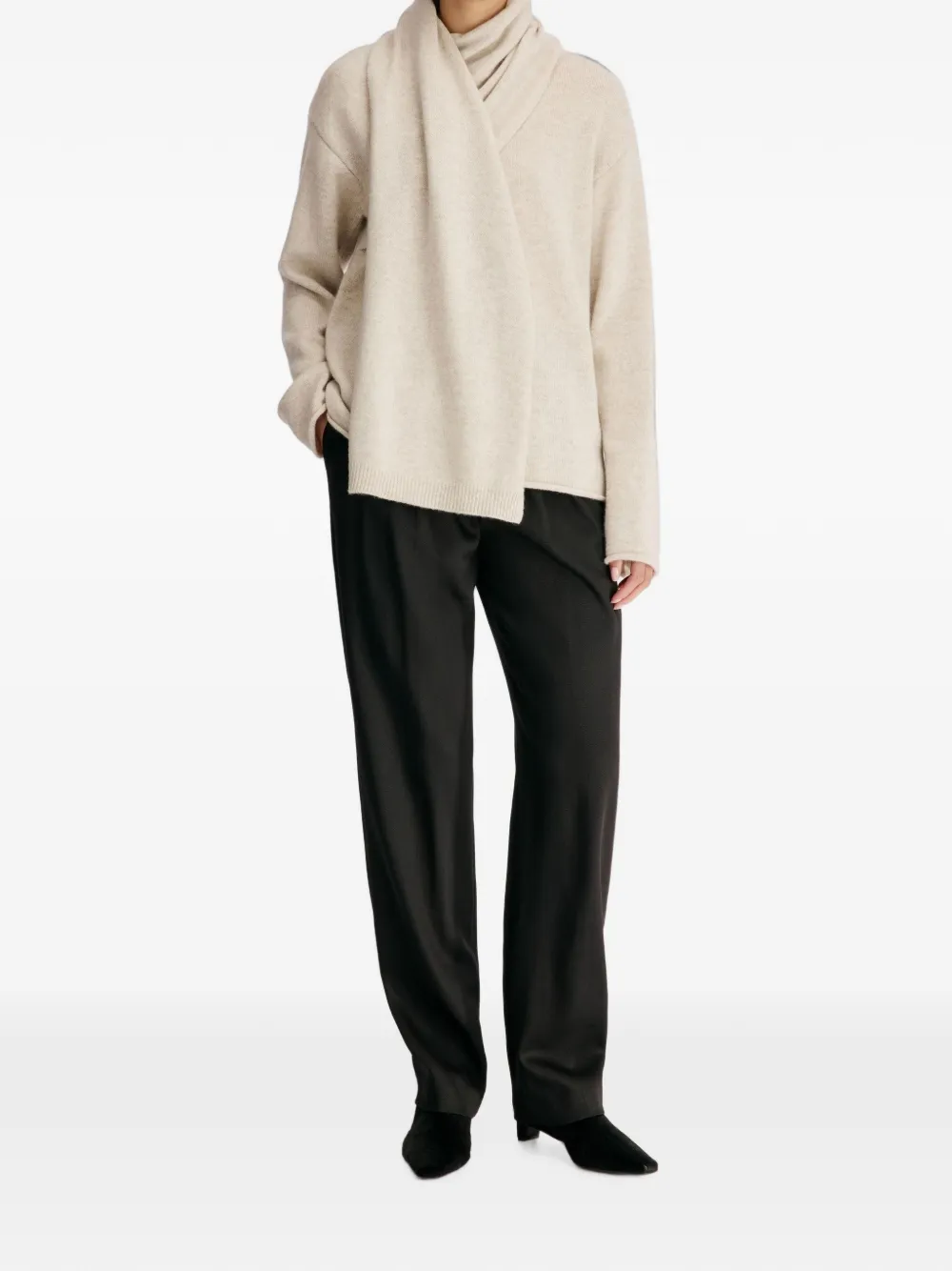 LouLou de Saison Frances kasjmier trui met sjaaldetail Beige