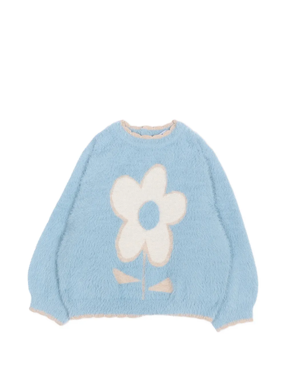 Mayoral flower-intarsia fluffy sweater - Blu