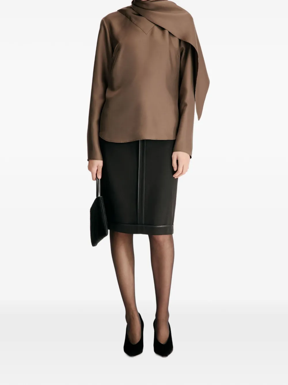 LouLou de Saison Gala zijden-twill blouse Bruin