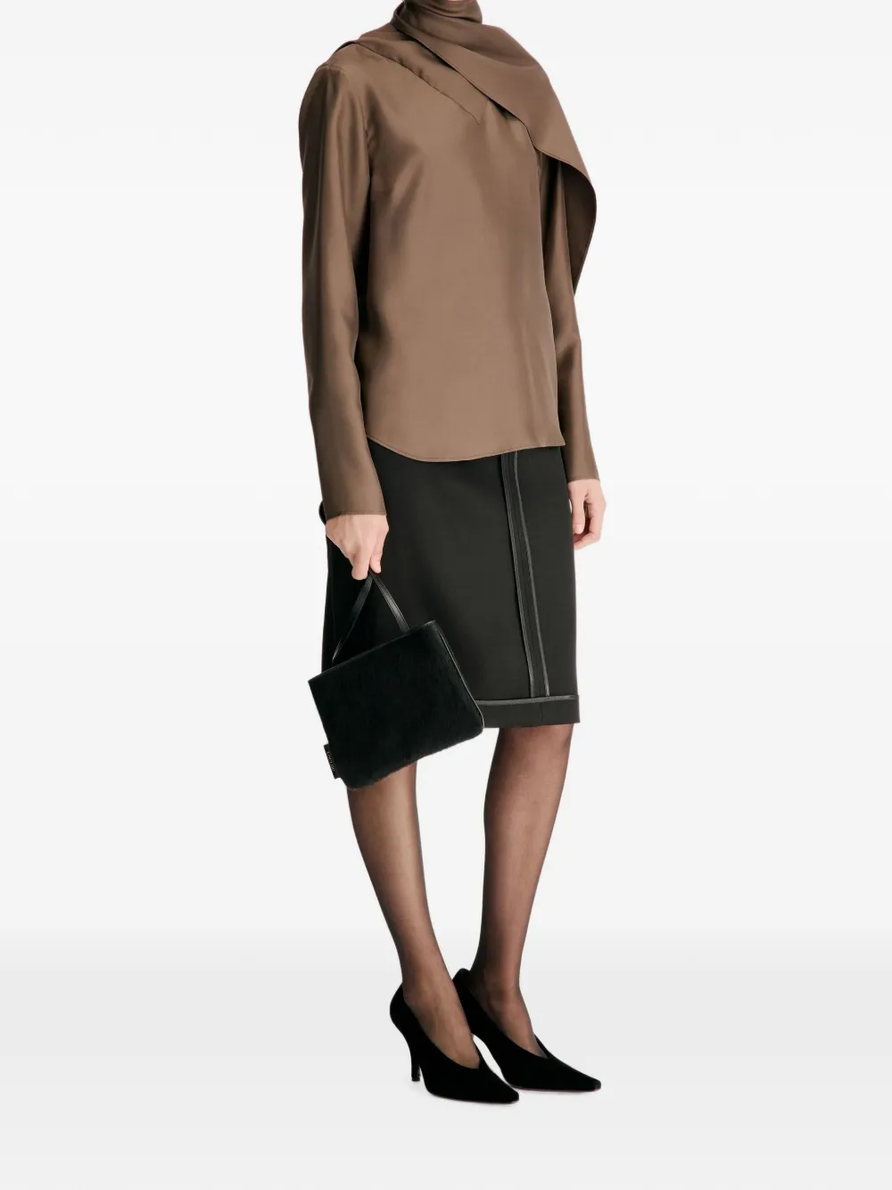 LouLou de Saison Gala zijden-twill blouse Bruin