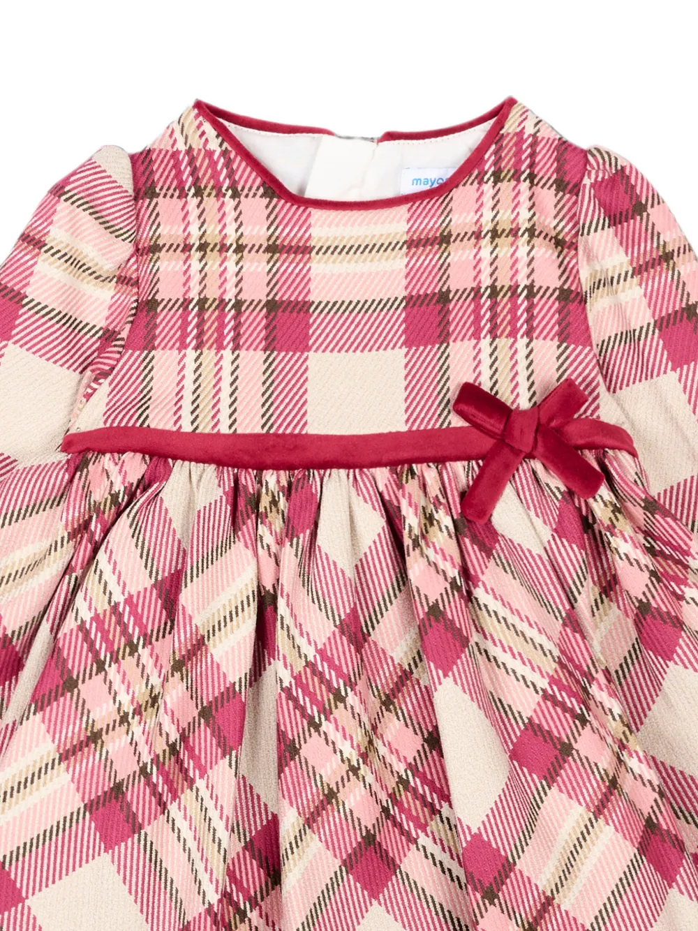 Mayoral Geruite jurk met strikdetail Roze