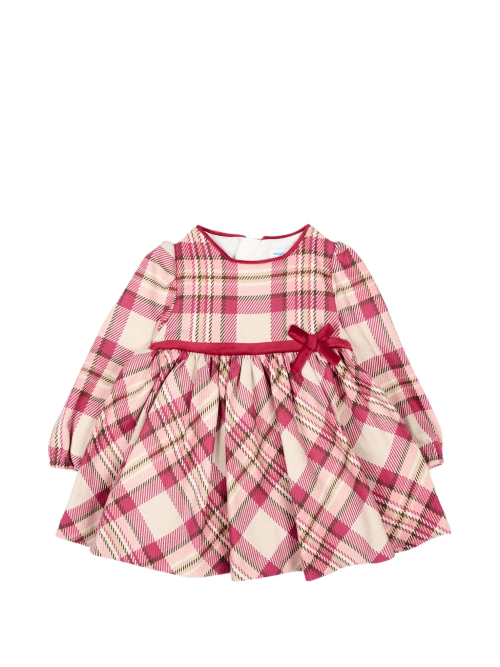 Mayoral check-pattern bow-detail dress - Rosa