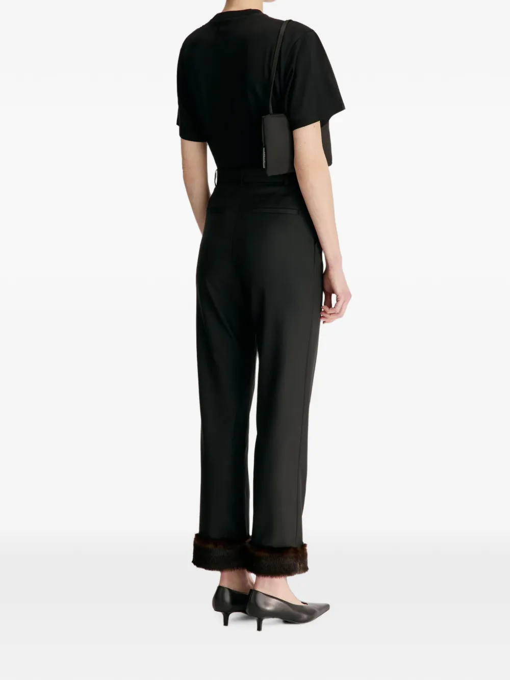 LouLou de Saison Haden wollen broek met afwerking van imitatiebont Zwart