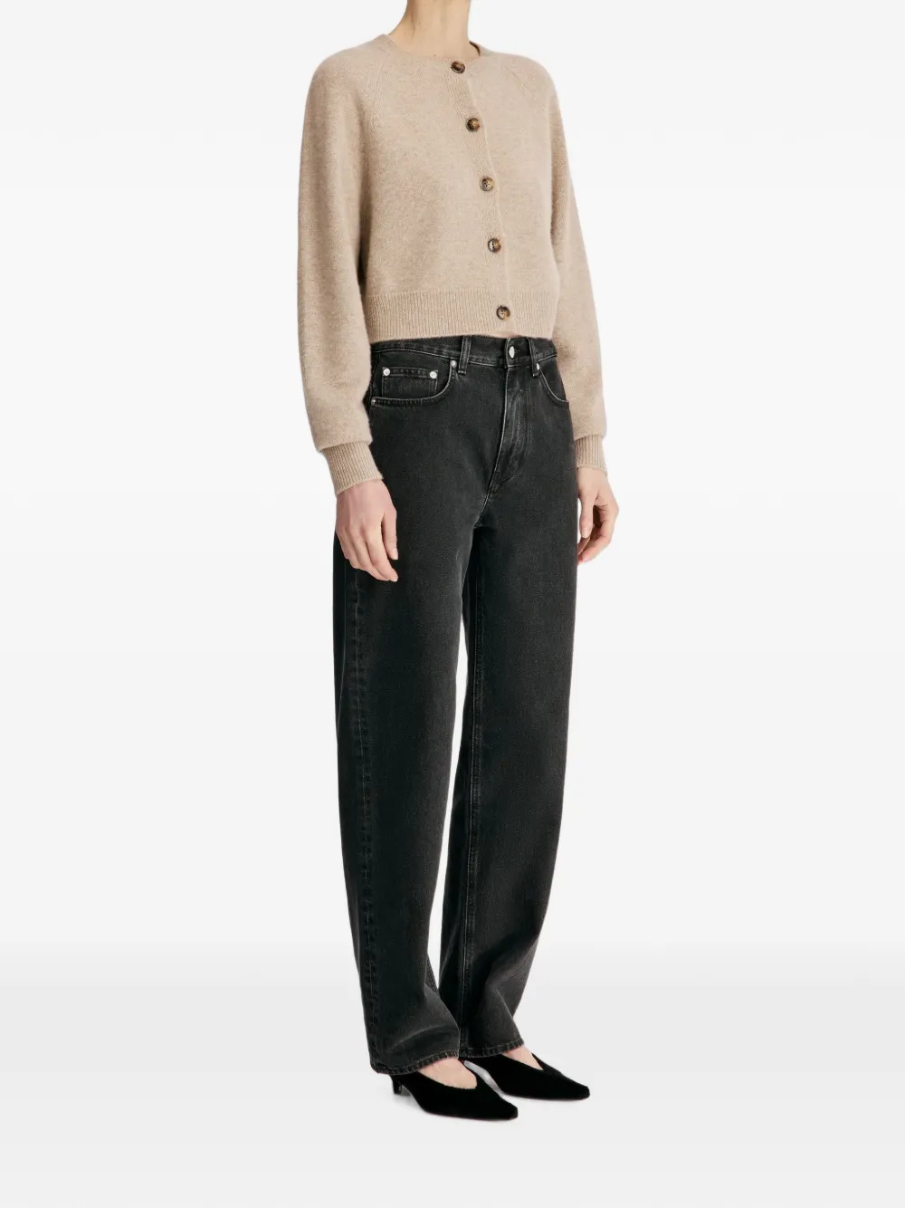 LouLou de Saison Heike cropped vest met raglan mouwen Beige