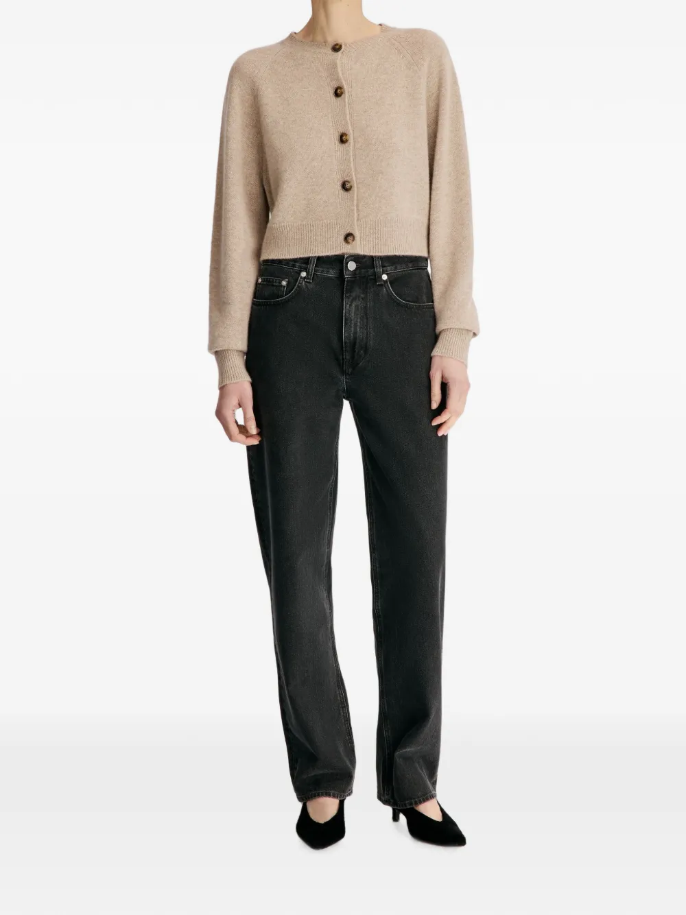 LouLou de Saison Heike cropped vest met raglan mouwen Beige