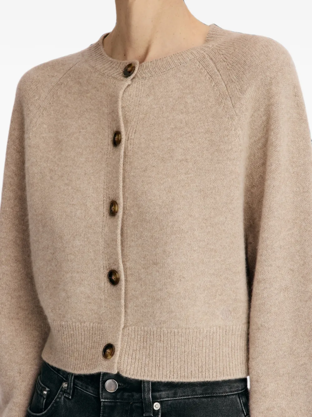LouLou de Saison Heike cropped vest met raglan mouwen Beige